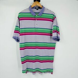 Vintage 90’s Polo By Ralph Lauren Polo Shirt Striped Short Sleeve Mens Large